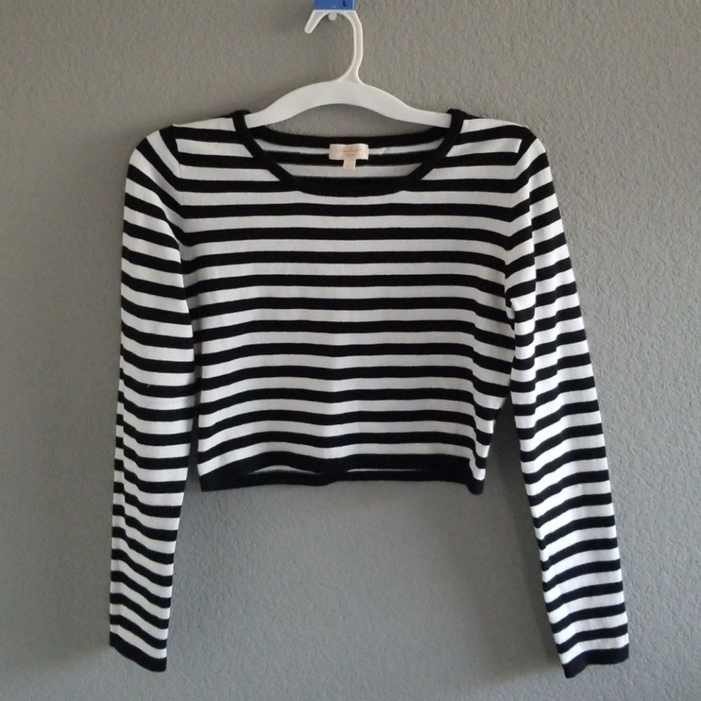 Striped long-sleeved sweater top